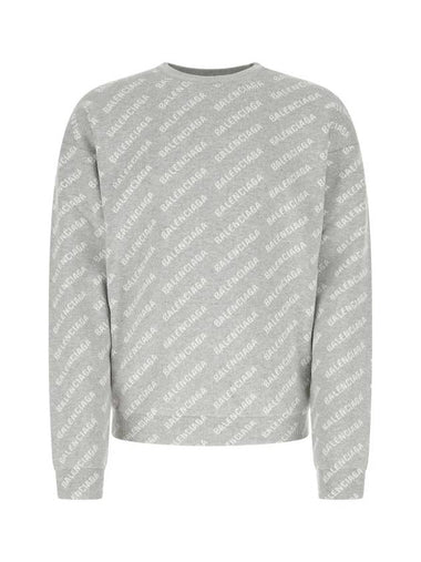 Wool Over Logo Pattern Knit Sweatshirt Grey - BALENCIAGA - BALAAN 1