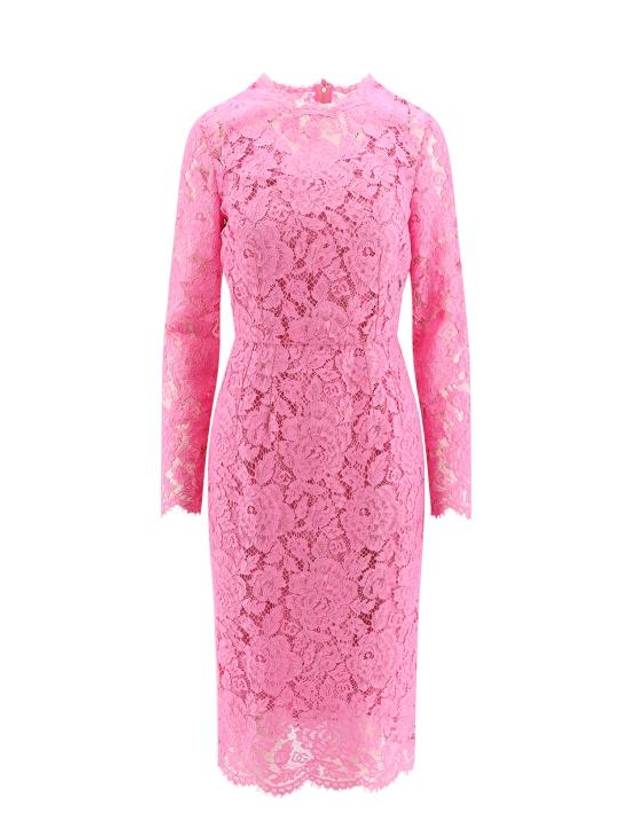 Floral Lace Midi Dress Pink - DOLCE&GABBANA - BALAAN 1