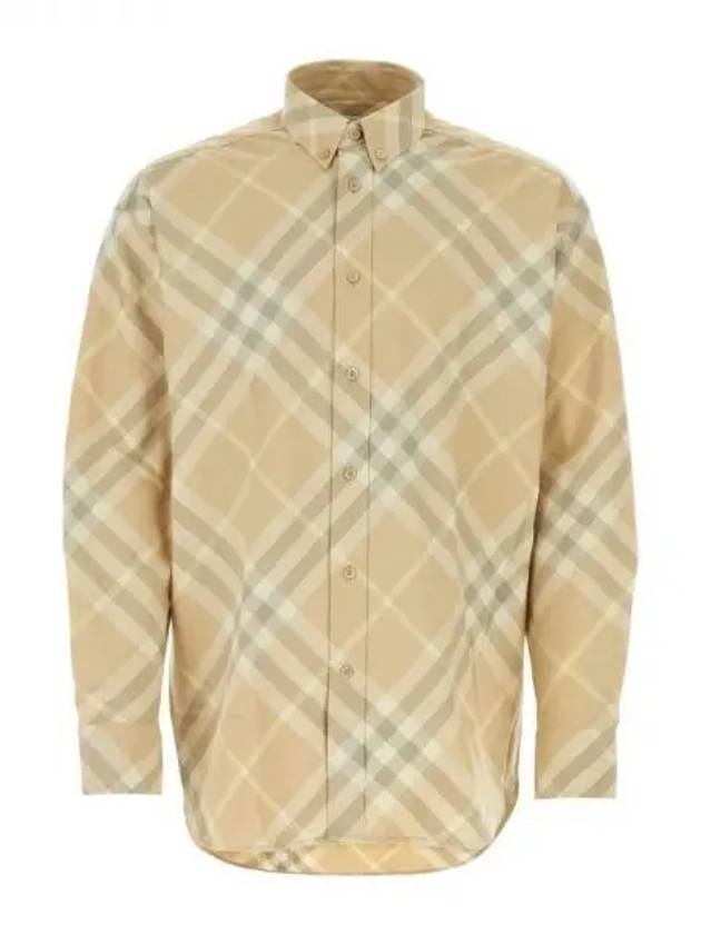 Check Cotton Long Sleeve Shirt Beige - BURBERRY - BALAAN 2