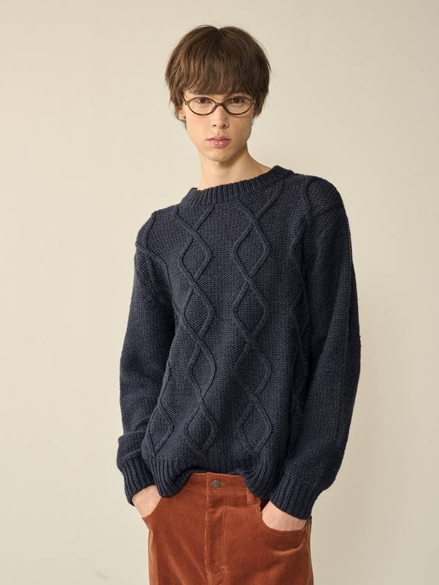 Mohair Fisherman Sweater Navy - KINETO - BALAAN 1