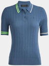 Women's Rib Cotton Short Sleeve Polo Shirt Blue - G/FORE - BALAAN 3