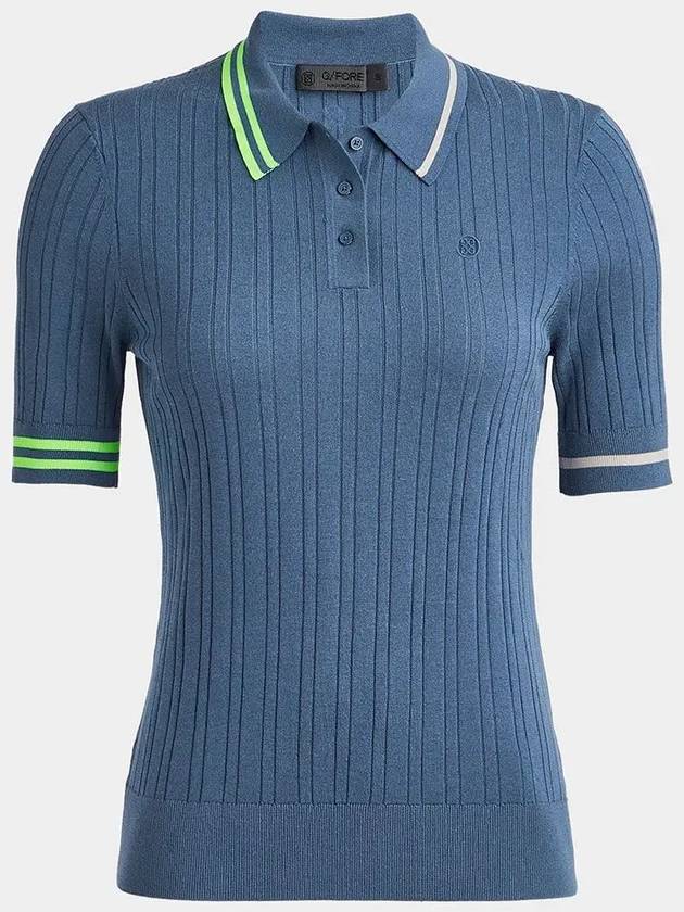 Women'S Rib Cotton Short Sleeve Polo Shirt Blue - G/FORE - BALAAN 3