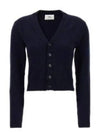 Embroidered Heart Logo Cashmere Cardigan Navy - AMI - BALAAN 2