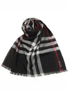 Light Check Wool Silk Scarf Navy - BURBERRY - BALAAN 8