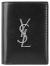 Men's Silver Monogram Fold Half Wallet Black - SAINT LAURENT - BALAAN 3