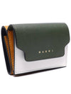 Saffiano Color Block Tri-Fold Half Wallet Green - MARNI - BALAAN 4