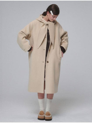 Hooded muffler handmade long coat Butter - OPENING SUNSHINE - BALAAN 1