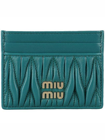 Materasse Nappa Leather Card Holder Lagoon Blue - MIU MIU - BALAAN 1