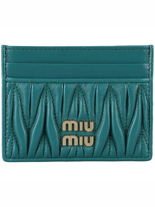 Materasse Nappa Leather Card Wallet Lagoon Blue - MIU MIU - BALAAN 1