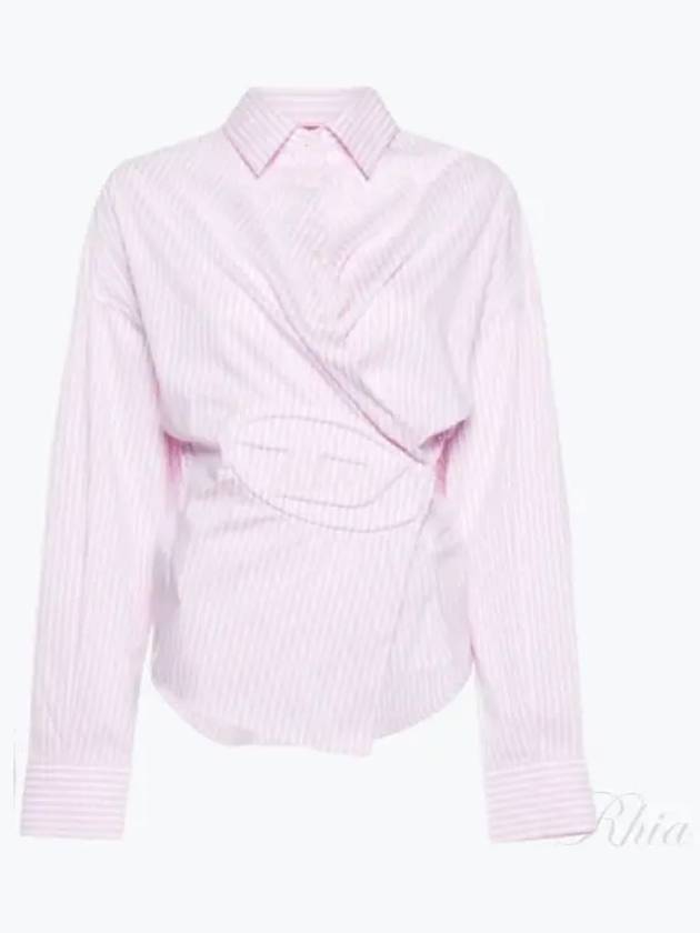 D Sizen N2 Asymmetric Design Striped Long Sleeve Shirt Pink - DIESEL - BALAAN 2