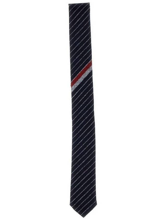 Striped Flannel Classic Tie Blue - THOM BROWNE - BALAAN.