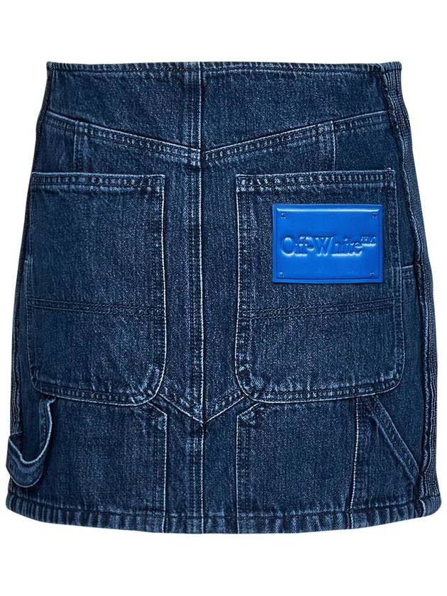 dark blue cotton blend skirt OWYF019S23DEN0014500 B0560957057 - OFF WHITE - BALAAN 3