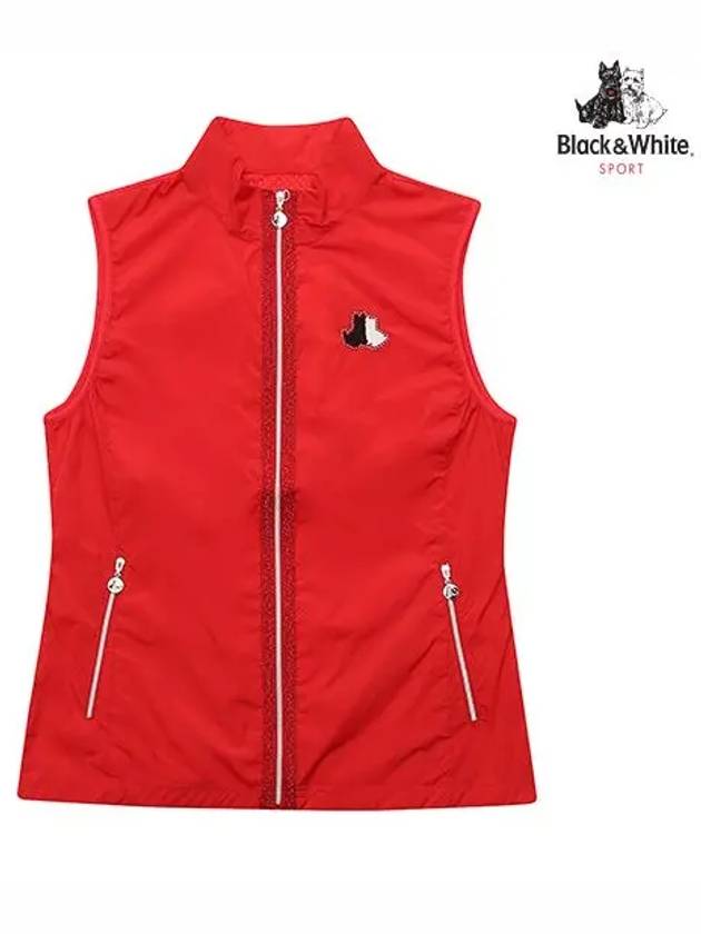 back pleated punching color combination vest 1010LCOMRED - BLACK&WHITE - BALAAN 1