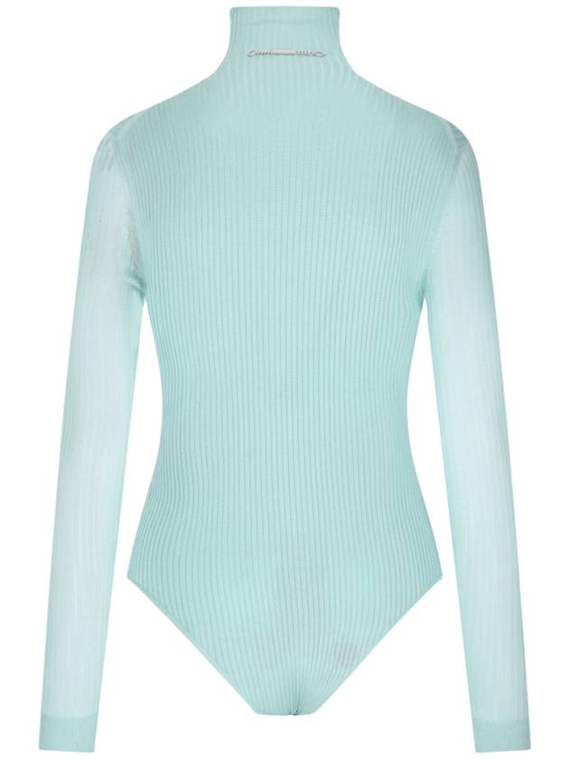 Turtleneck Long Sleeve Bodysuit Light Blue - FENDI - BALAAN 3