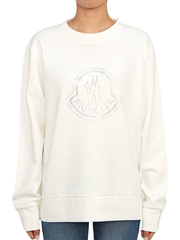 Crystal Logo Sweatshirt Off White - MONCLER - BALAAN 2