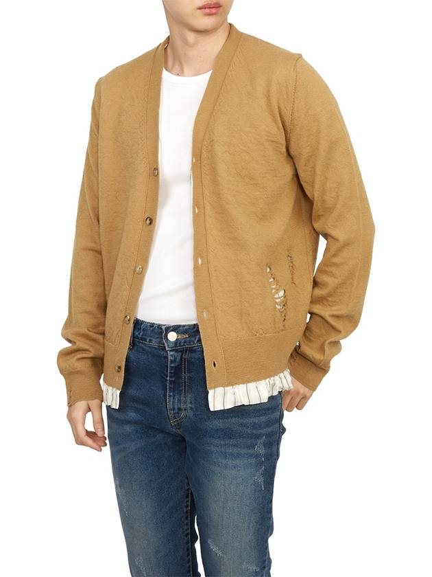 Men's Distressed Cardigan Camel - MAISON MARGIELA - BALAAN 6