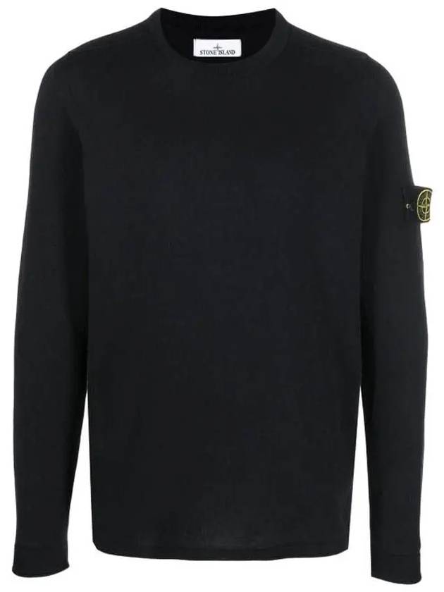 Wappen Patch Crew Neck Cotton Knit Top Black - STONE ISLAND - BALAAN 2