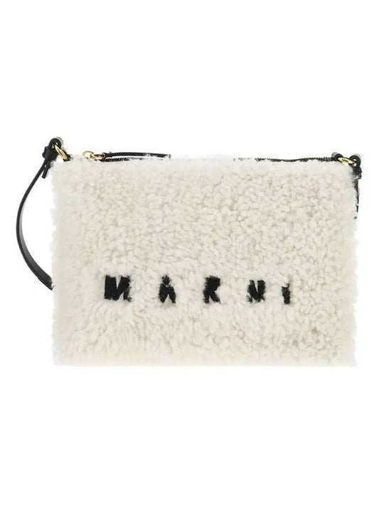 Logo Fur Clutch Bag White - MARNI - BALAAN 1