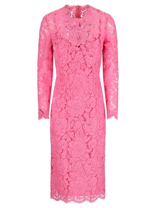 Floral Lace Midi Dress Pink - DOLCE&GABBANA - BALAAN 2