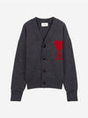 Big Heart Logo Wool Cardigan Grey - AMI - BALAAN 2