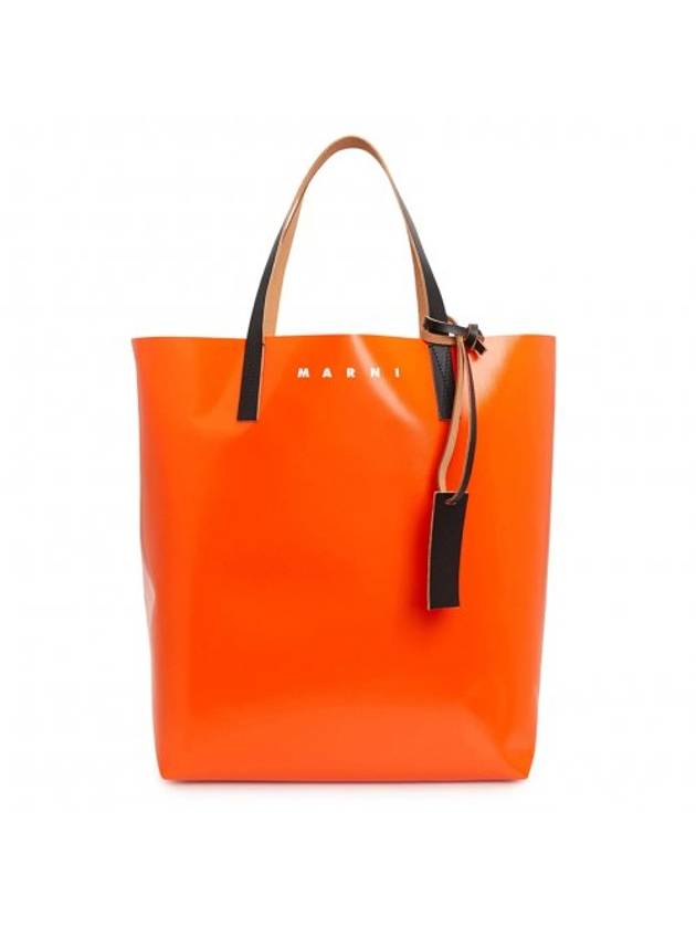 Tribeca Logo PVC Two-tone Tote Bag Orange - MARNI - BALAAN.