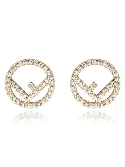 F Is Fendi Crystals Earrings Gold - FENDI - BALAAN 2