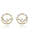 F Is Fendi Crystals Earrings Gold - FENDI - BALAAN 2