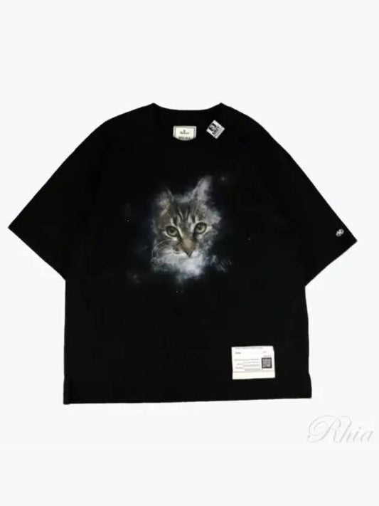 A13TS632 Black Cat Print T Shirt - MIHARA YASUHIRO - BALAAN 1