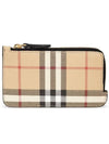 Check Pattern Half Zipper Card Wallet Archive Beige - BURBERRY - BALAAN 1