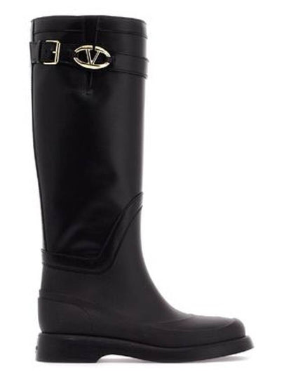 V Logo Bold Edition Long Boots Black - VALENTINO - BALAAN 2