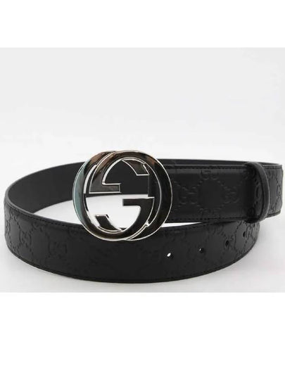 Men's Interlocking G Signature Leather Belt Black - GUCCI - BALAAN 2