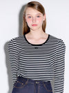 Ribbon detail ribbed puff topStripe Black - OPENING SUNSHINE - BALAAN 2