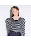 Ribbon detail ribbed puff topStripe Black - OPENING SUNSHINE - BALAAN 1