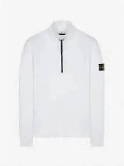 Badge Half Zip-Up Knit Top White - STONE ISLAND - BALAAN 2