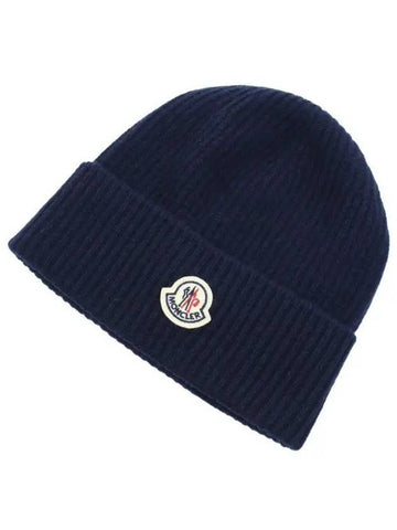 3B00063 M1900 750 Logo Patch Cashmere Beanie - MONCLER - BALAAN 1