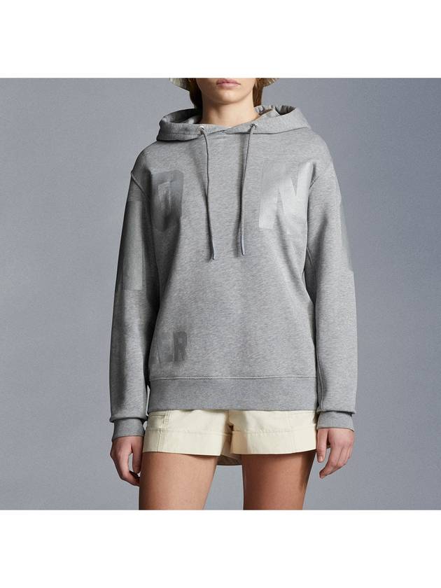 8G00038 809LC 987 Women's Logo Gray Hooded Sweatshirt - MONCLER - BALAAN 4