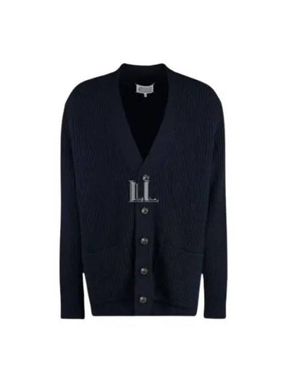 Back Stitched Virgin Wool Cardigan Navy - MAISON MARGIELA - BALAAN 2