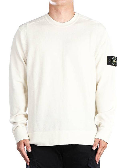 Compass Badge Crewneck Virgin Wool Knit Top Plaster - STONE ISLAND - BALAAN 2