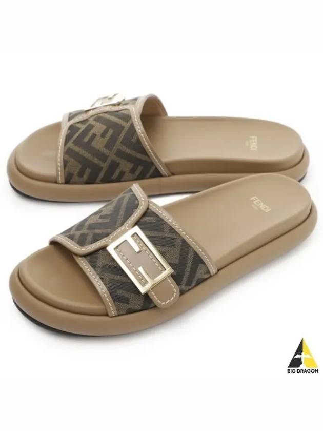 FF Baguette Slide Slippers Brown - FENDI - BALAAN 2