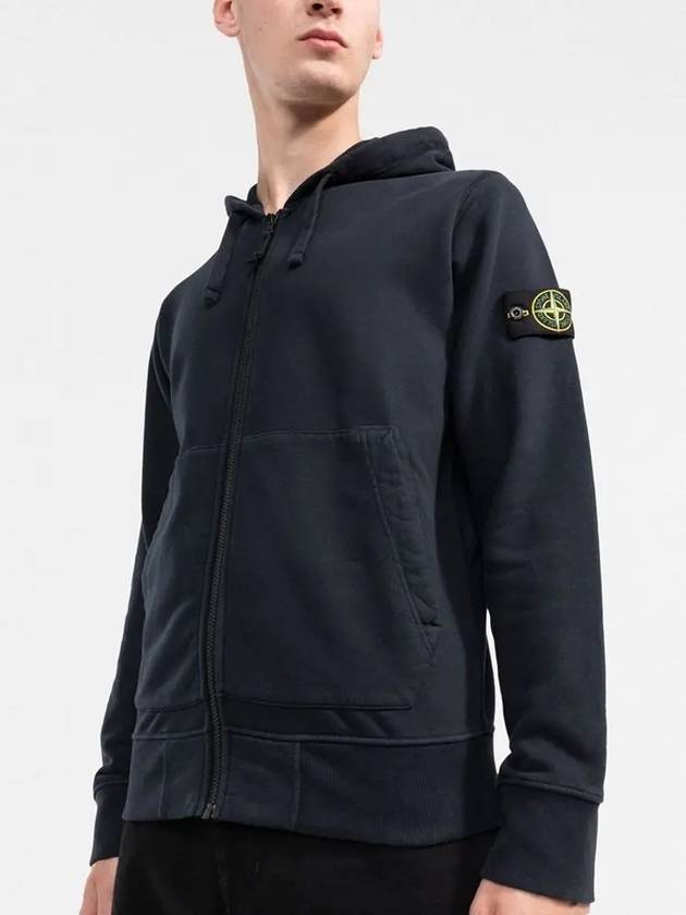 Wappen Patch Cotton Zip Up Hoodie Navy - STONE ISLAND - BALAAN 4