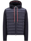 Logo Patch Down Hoodie Cardigan Navy - MONCLER - BALAAN 2