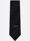 CD Icon Striped Tie Black Gray Silk - DIOR - BALAAN 4