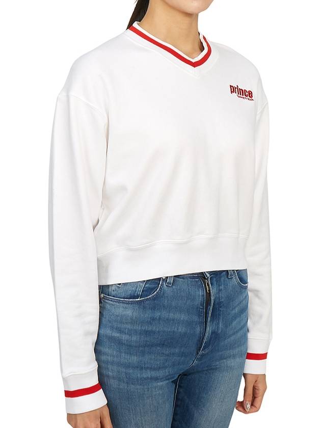 Logo V-Neck Cotton Sweatshirt White - SPORTY & RICH - BALAAN 4