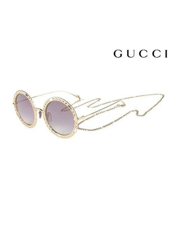 Eyewear Chain Strap Sunglasses Purple - GUCCI - BALAAN 1