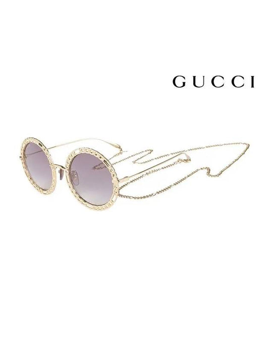 Chain Strap Sunglasses GG1113S 002 Round Metal Women's - GUCCI - BALAAN 2