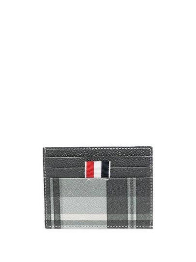 4-Bar Madras Pebble Grain Leather Card Wallet - THOM BROWNE - BALAAN 2