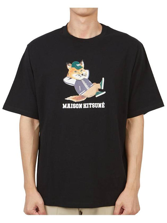Dressed Fox Easy Logo Printed Cotton T-Shirt Black - MAISON KITSUNE - BALAAN 2