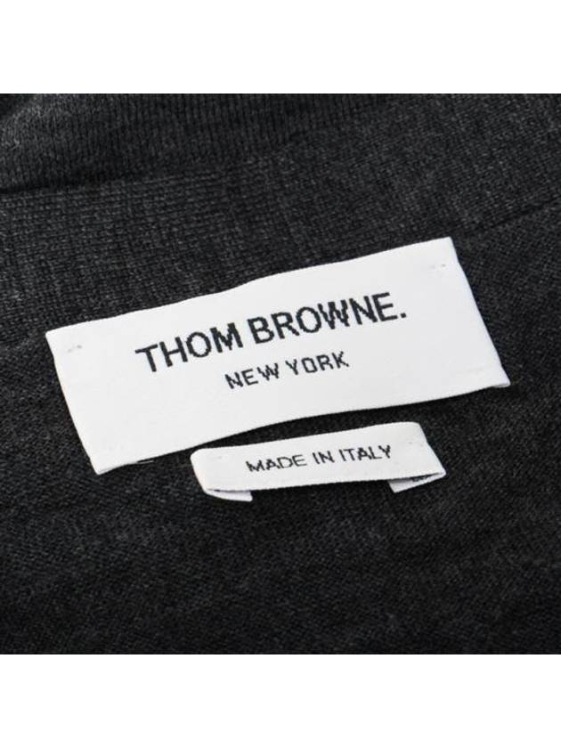 Men's Sustainable Classic Diagonal Wool Cardigan Dark Grey - THOM BROWNE - BALAAN 5