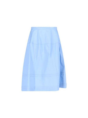 Micro Pleated Cotton A-Line Skirt Blue - MARNI - BALAAN 1