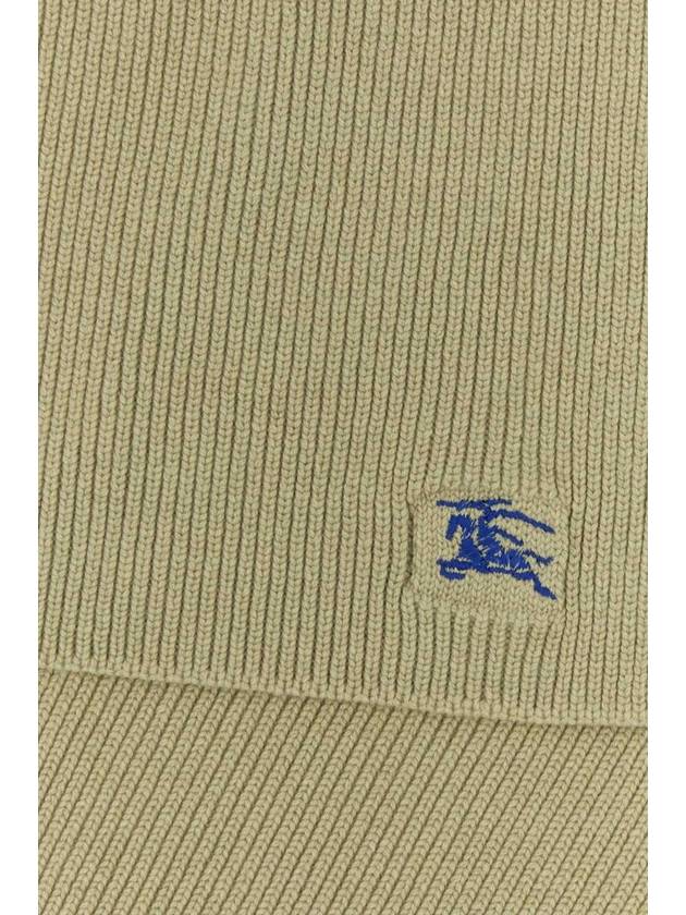 Embroidered Logo Rib Cashmere Scarf Green - BURBERRY - BALAAN 3